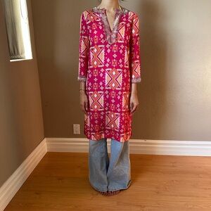Tory Burch Pink and Orange Patterned Tunic